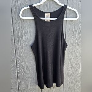 Free People Black Ribbed Racer Back Tank Top